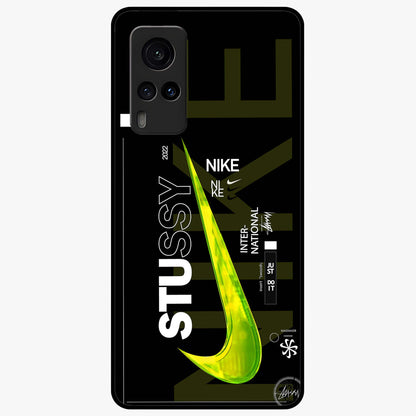 Neon Street Edition Glass Case showing flat back view with neon street style artwork and glossy glass finish.