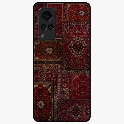 Persian Velvet Tale Glass Case showing flat back view with luxurious Persian velvet pattern artwork and glossy glass finish.