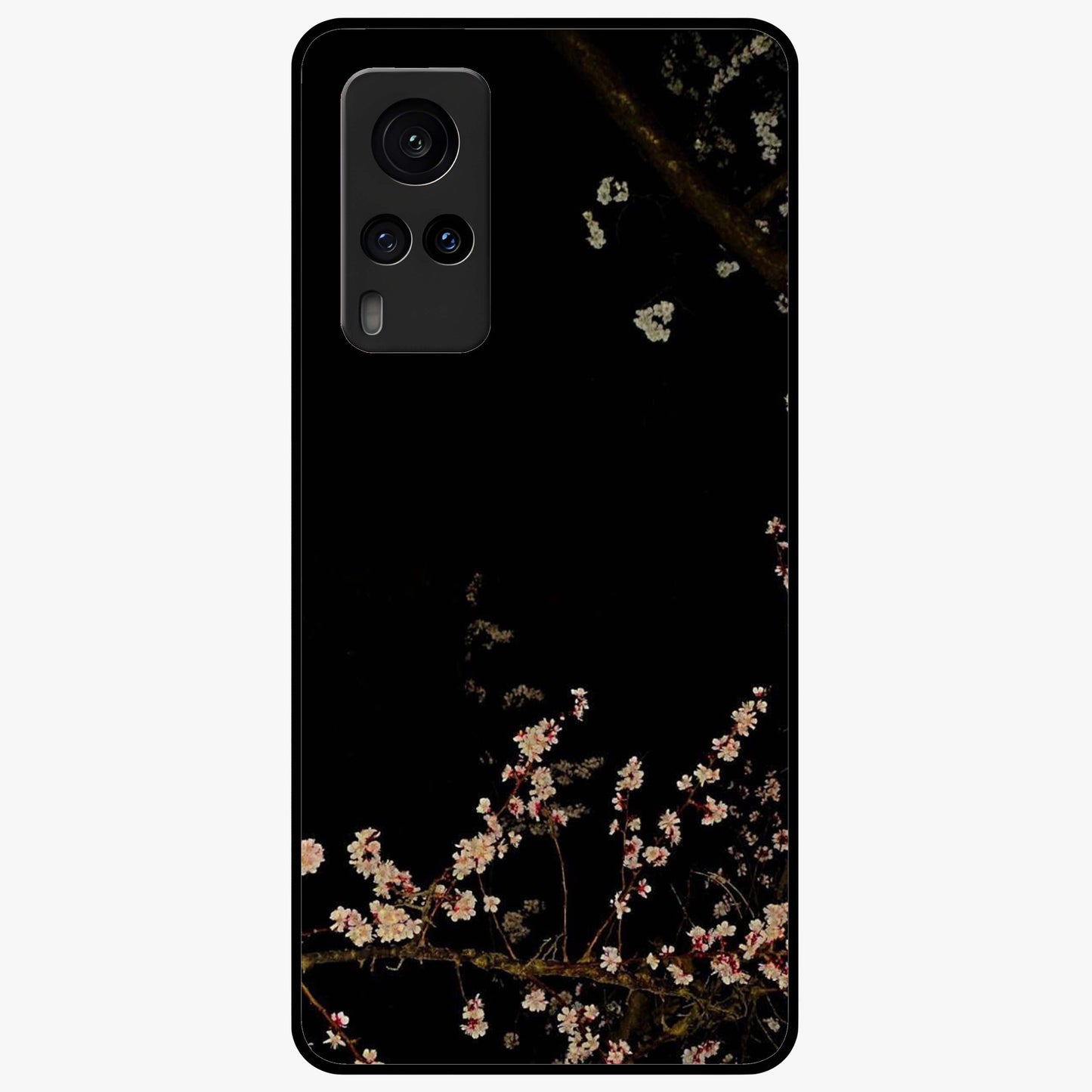 Petal Moon Light With Custom Name Glass Case showing flat back view with floral moonlight artwork and personalized name design.
