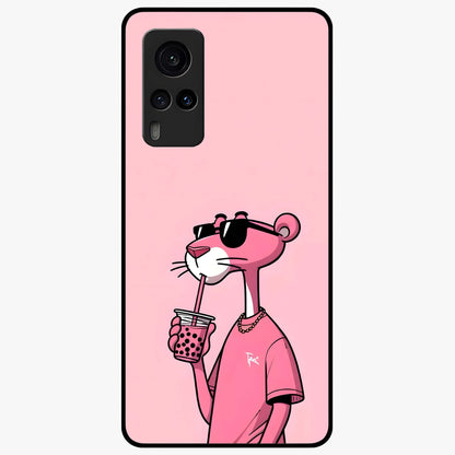 Pink Panther Glass Case showing flat back view with iconic pink panther artwork and glossy glass finish.