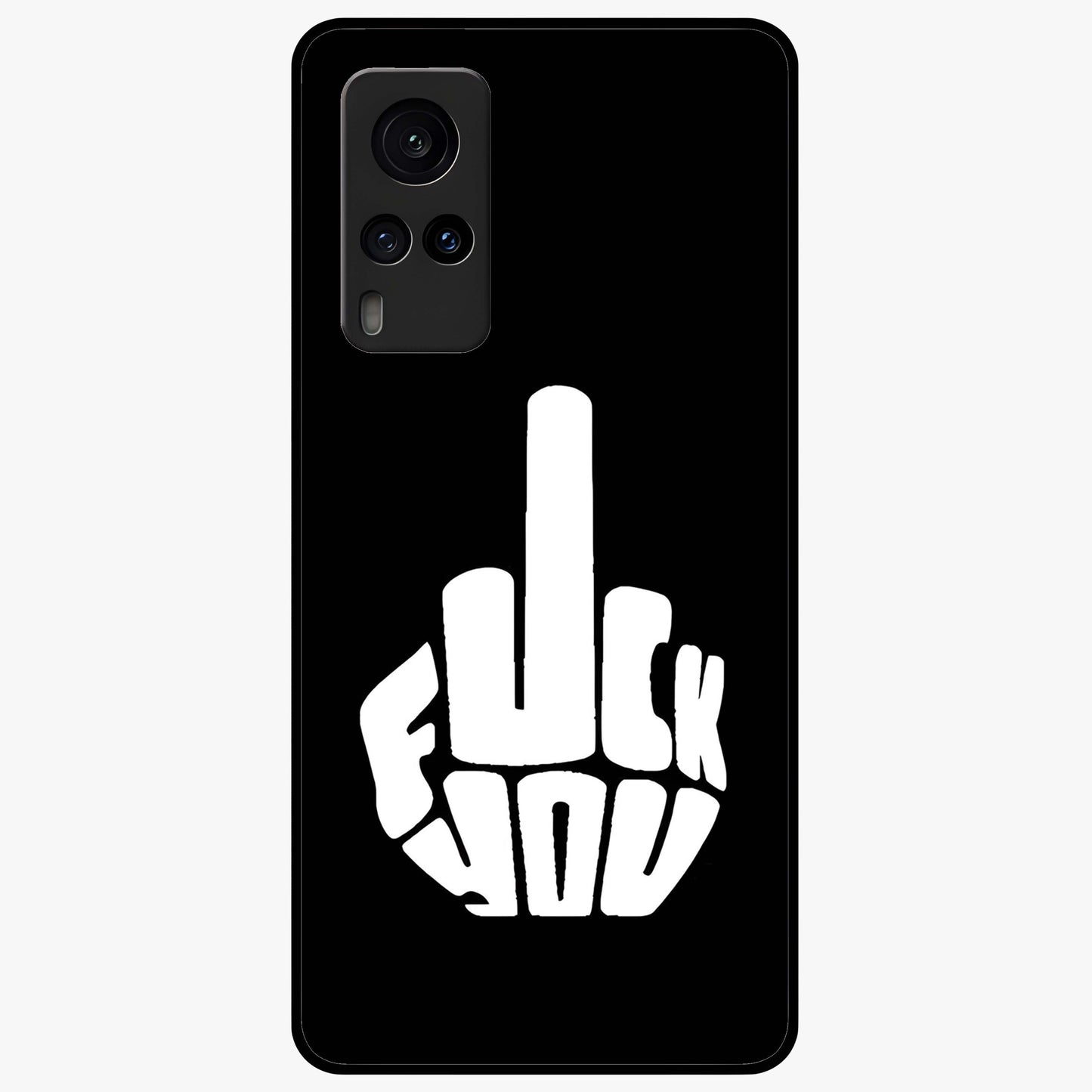 Rebel Mode On Glass Case showing flat back view with bold rebellious typography artwork and glossy glass finish.