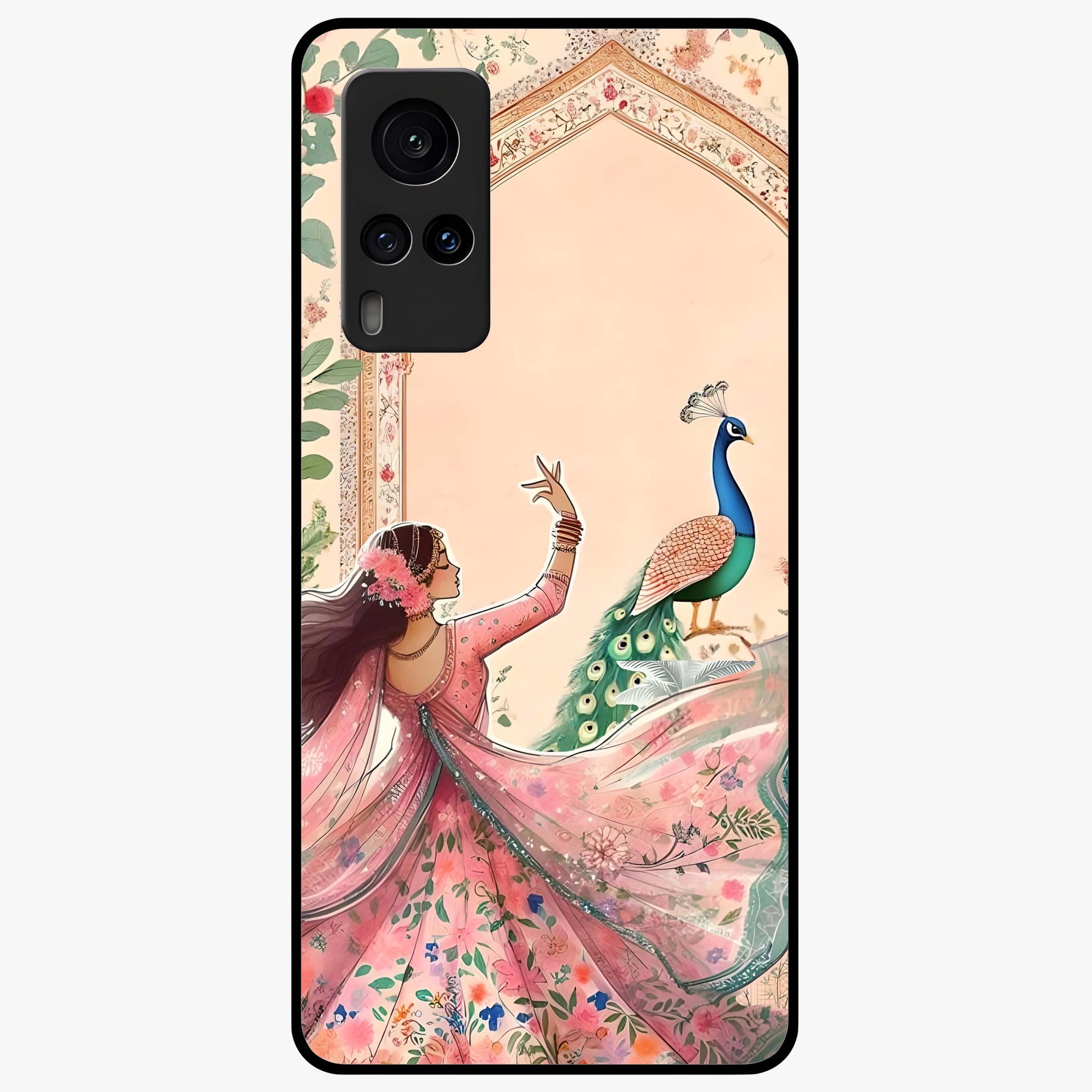 Royal Grace Muse Glass Case showing flat back view with elegant artistic artwork and glossy glass finish.