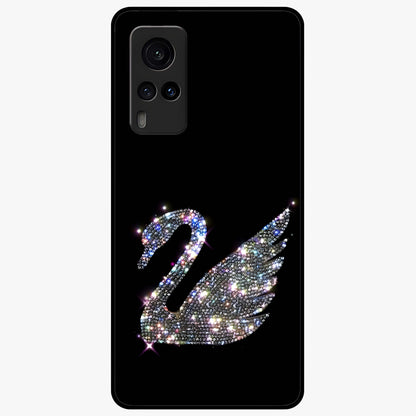 Starlit Swan Grace Glass Case showing flat back view with graceful swan artwork under starry sky and glossy glass finish.