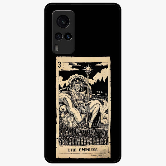 The Empress Glass Case showing flat back view with regal feminine artwork and glossy glass finish.