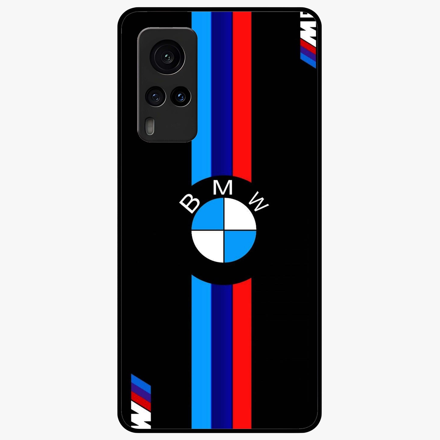 Turbo BMW Beast Glass Case showing flat back view with high performance sports car artwork and glossy glass finish.