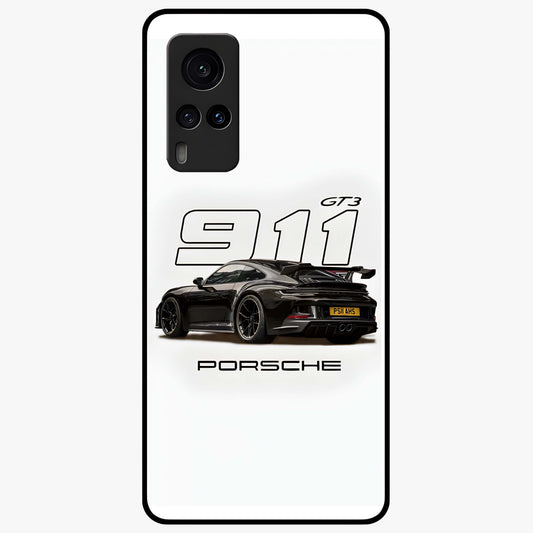 Turbo Legacy Icon Glass Case showing flat back view with iconic sports car inspired artwork and glossy glass finish.