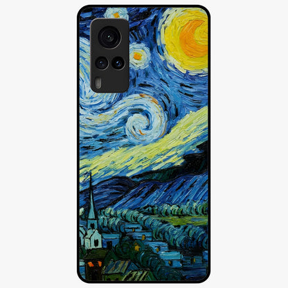 Van Gogh Art Glass Case showing flat back view with classic painterly artwork inspired by Van Gogh style and glossy glass finish.