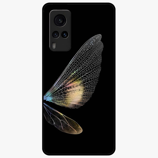 Whispers Of Wings Glass Case showing flat back view with graceful wing inspired artwork and glossy glass finish.