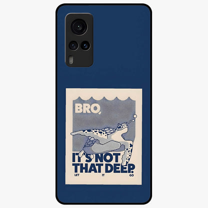 Worry Less Swim Glass Case showing flat back view with playful motivational artwork and glossy glass finish.