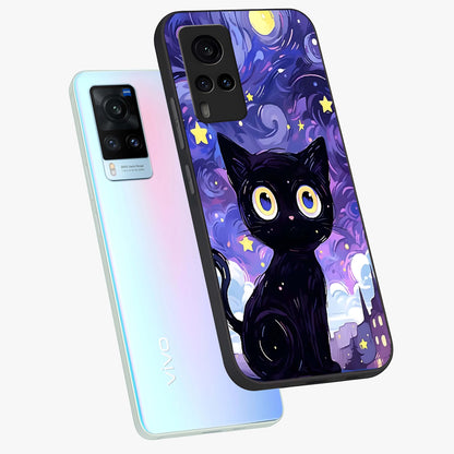 Abstract Cat Art Glass Case displayed in angled mockup highlighting modern abstract cat artwork and sleek glass surface.