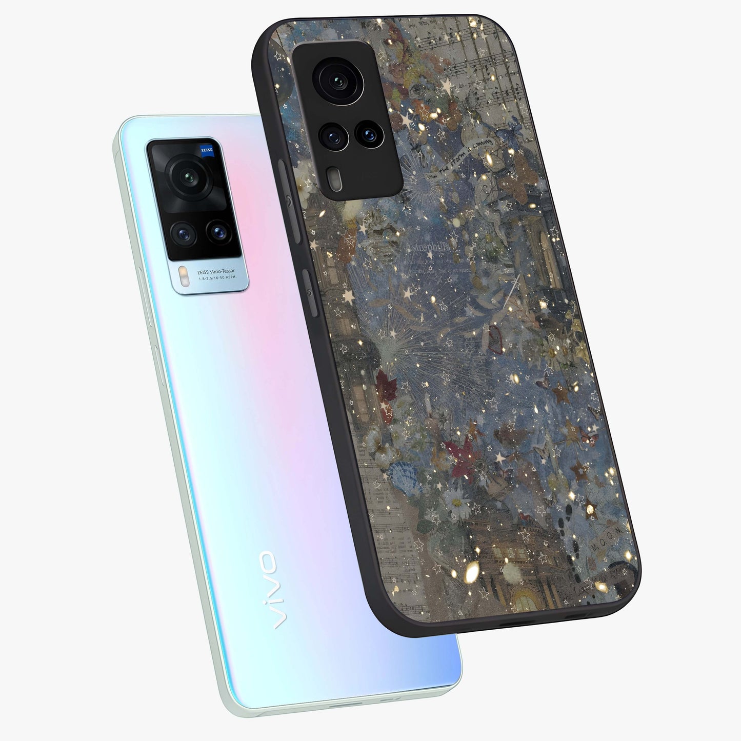 Aesthetic Astrolophia Glass Case displayed in angled mockup highlighting artistic aesthetic elements and smooth glass surface.