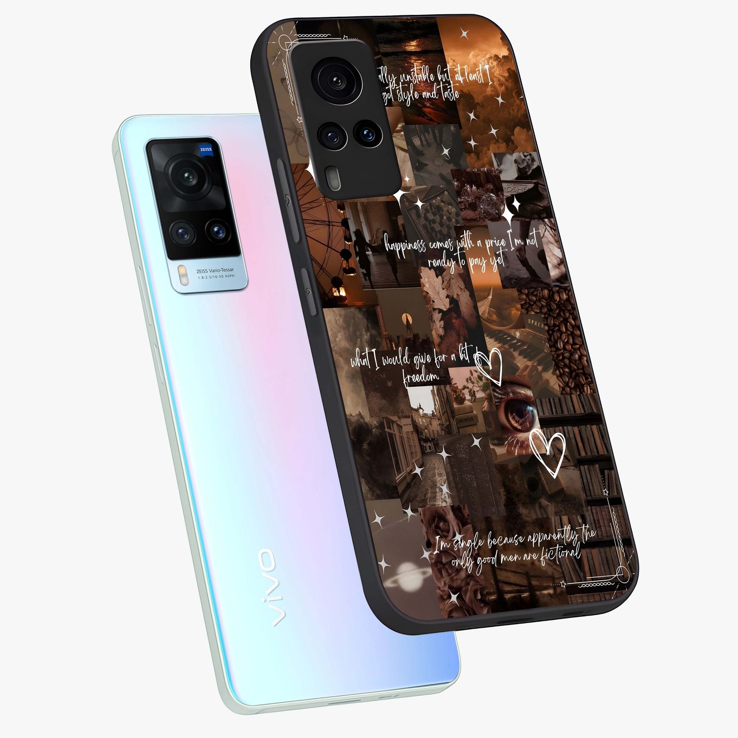 Bittersweet Aesthetic Chaos Glass Case displayed in angled mockup highlighting expressive abstract artwork and edgy aesthetic theme.