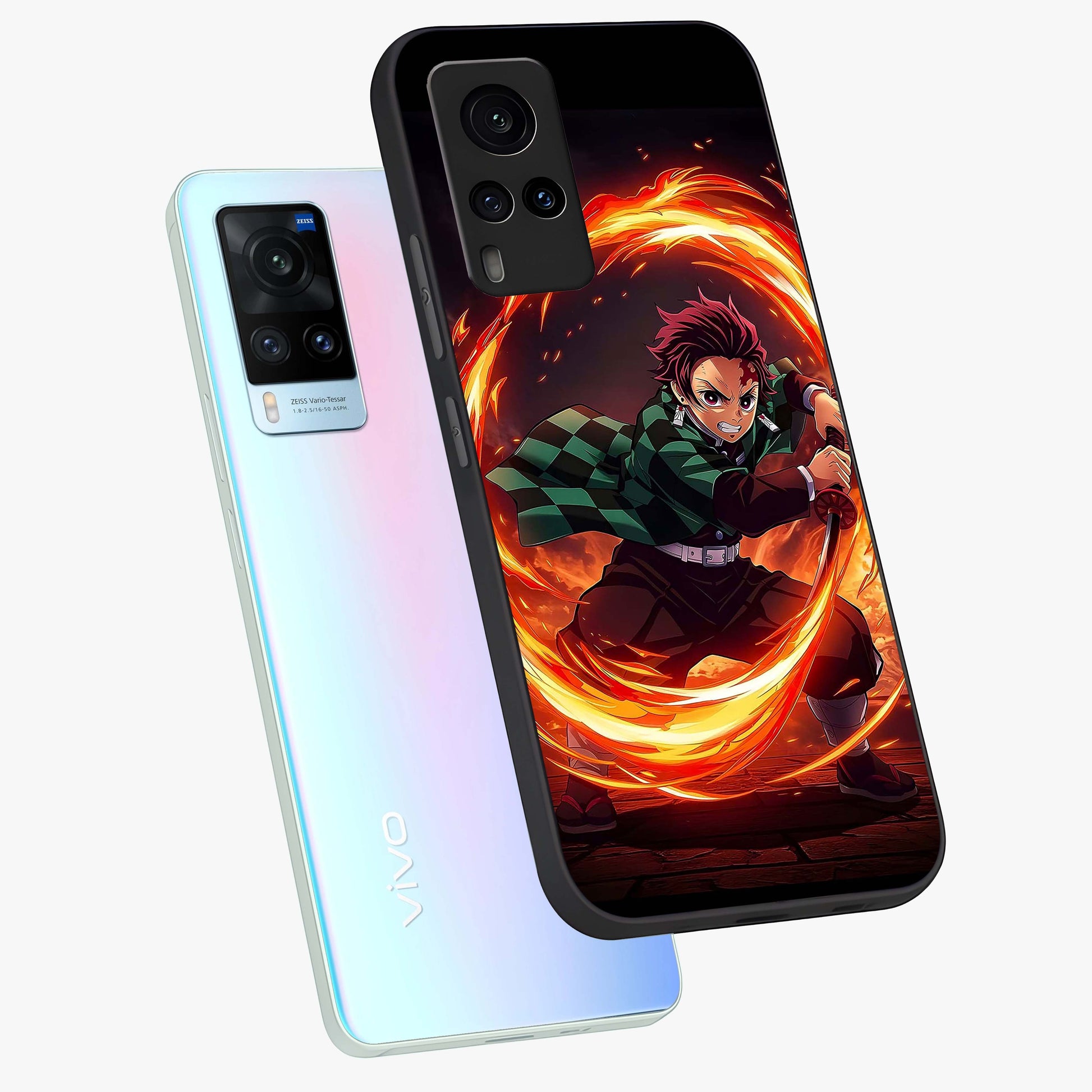Blazing Sword Resolve Glass Case displayed in angled mockup highlighting powerful sword illustration and bold fantasy theme.