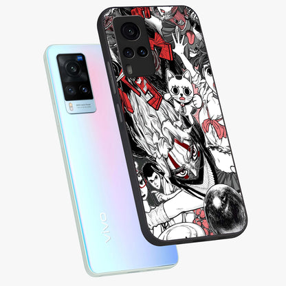 Crimson Chaos Panel Glass Case displayed in angled mockup highlighting chaotic panel style design with modern graphic theme.
