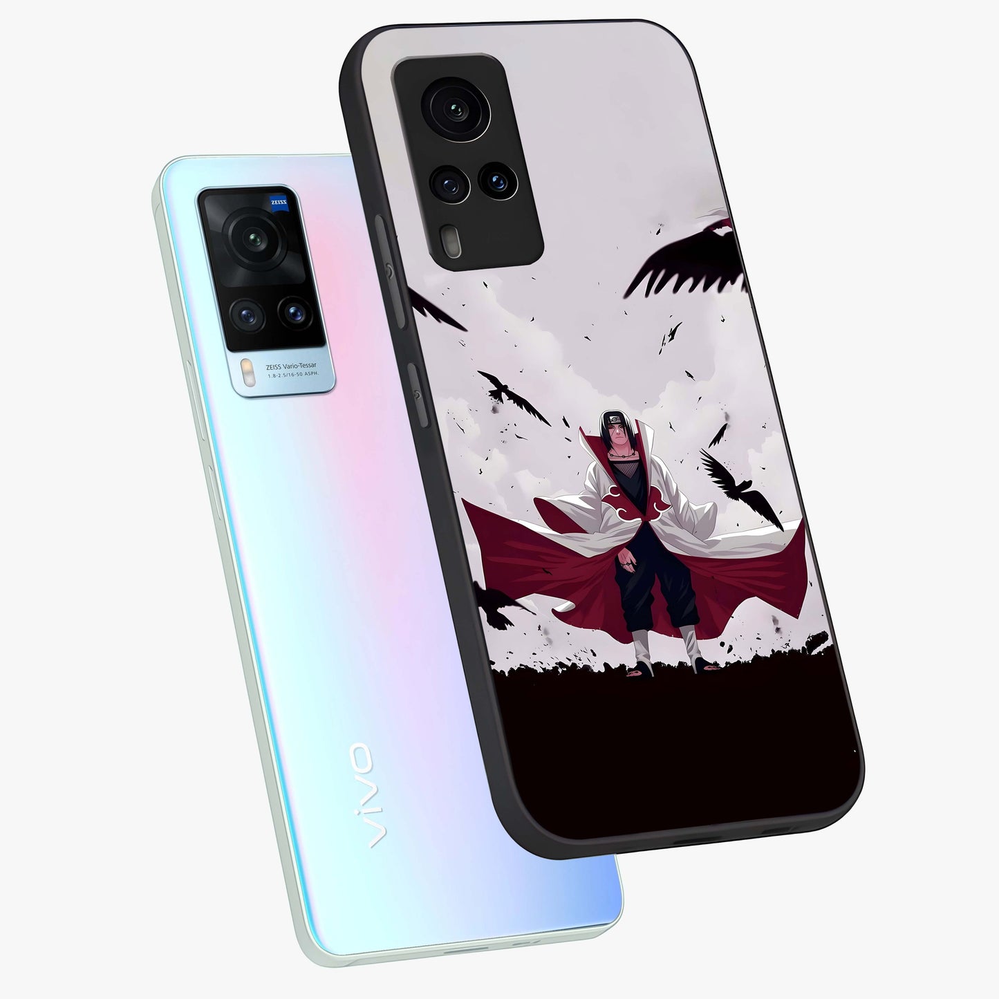 Crimson Crow Ascension Glass Case displayed in angled mockup highlighting powerful crow illustration with dark crimson aesthetic.