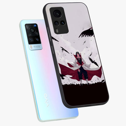 Crimson Crow Ascension Glass Case displayed in angled mockup highlighting powerful crow illustration with dark crimson aesthetic.
