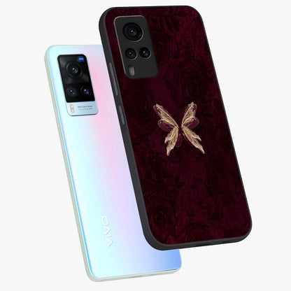 Crimson Fade Butterfly Glass Case displayed in angled mockup highlighting elegant butterfly design with crimson gradient aesthetic.