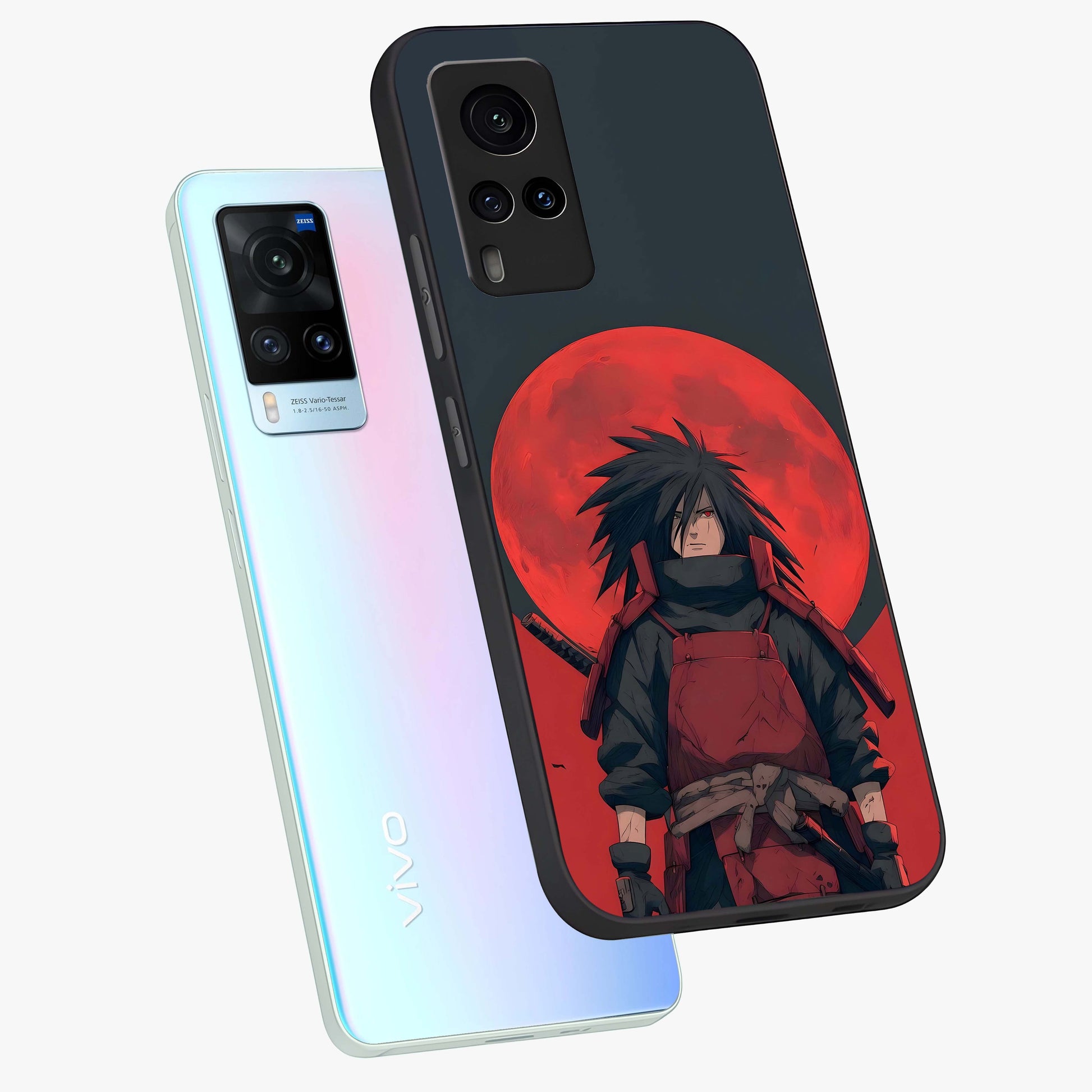 Crimson Moon Warlord Glass Case displayed in angled mockup highlighting dramatic crimson moon design with fantasy aesthetic.