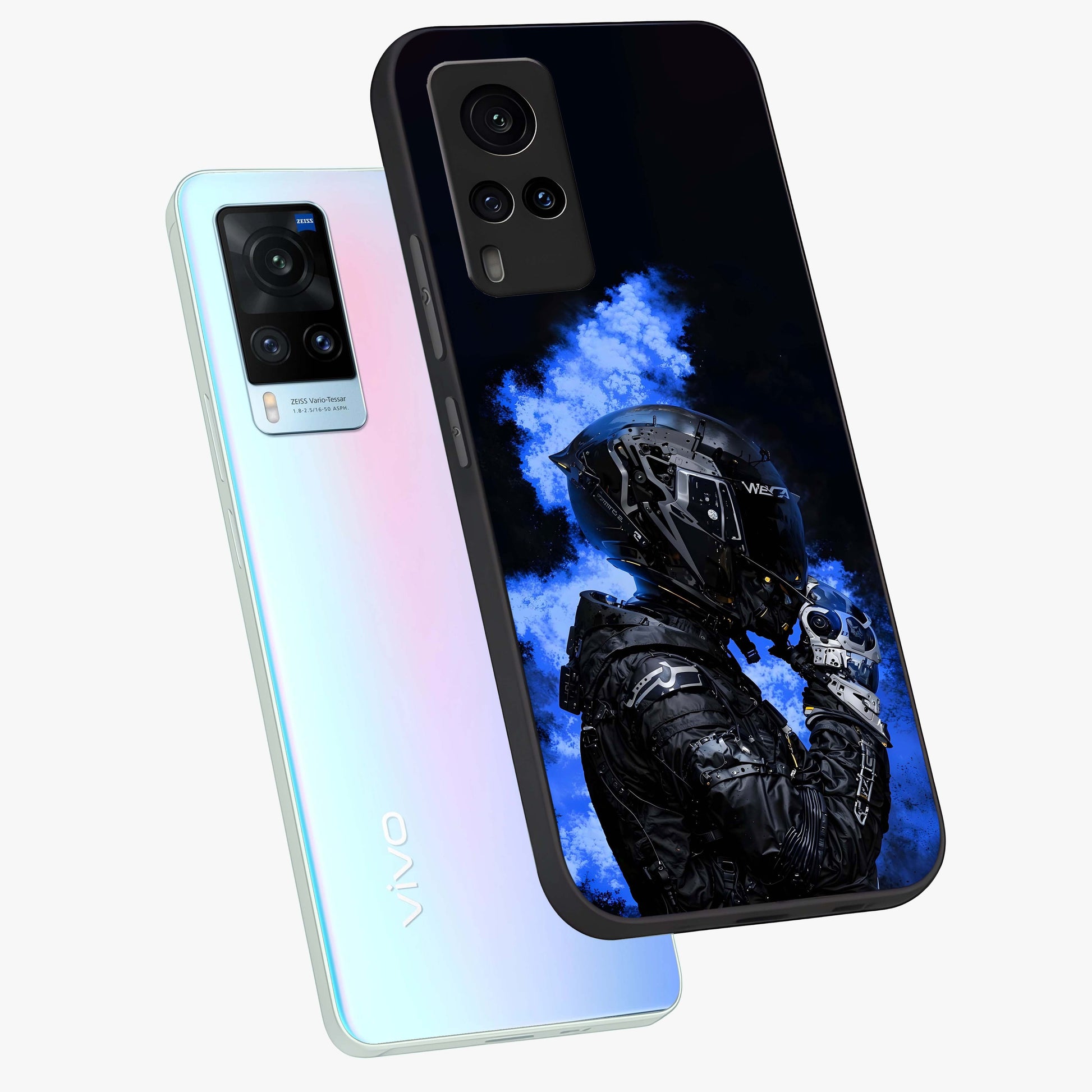 Cyber Sentinel Protocol Glass Case displayed in angled mockup highlighting digital cyber design with sci-fi aesthetic style.
