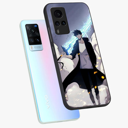 Dark Lightning Anime Warrior Glass Case displayed in angled mockup highlighting powerful lightning themed anime illustration.