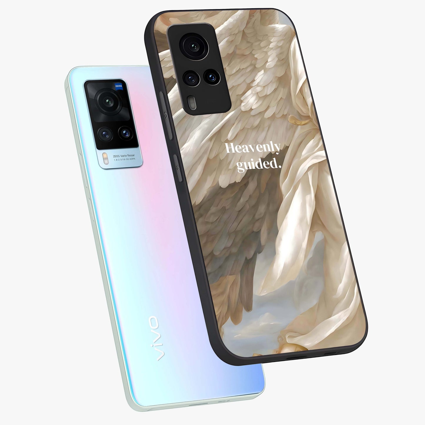 Divine Winged Grace Glass Case displayed in angled mockup highlighting graceful wing design with divine aesthetic style.