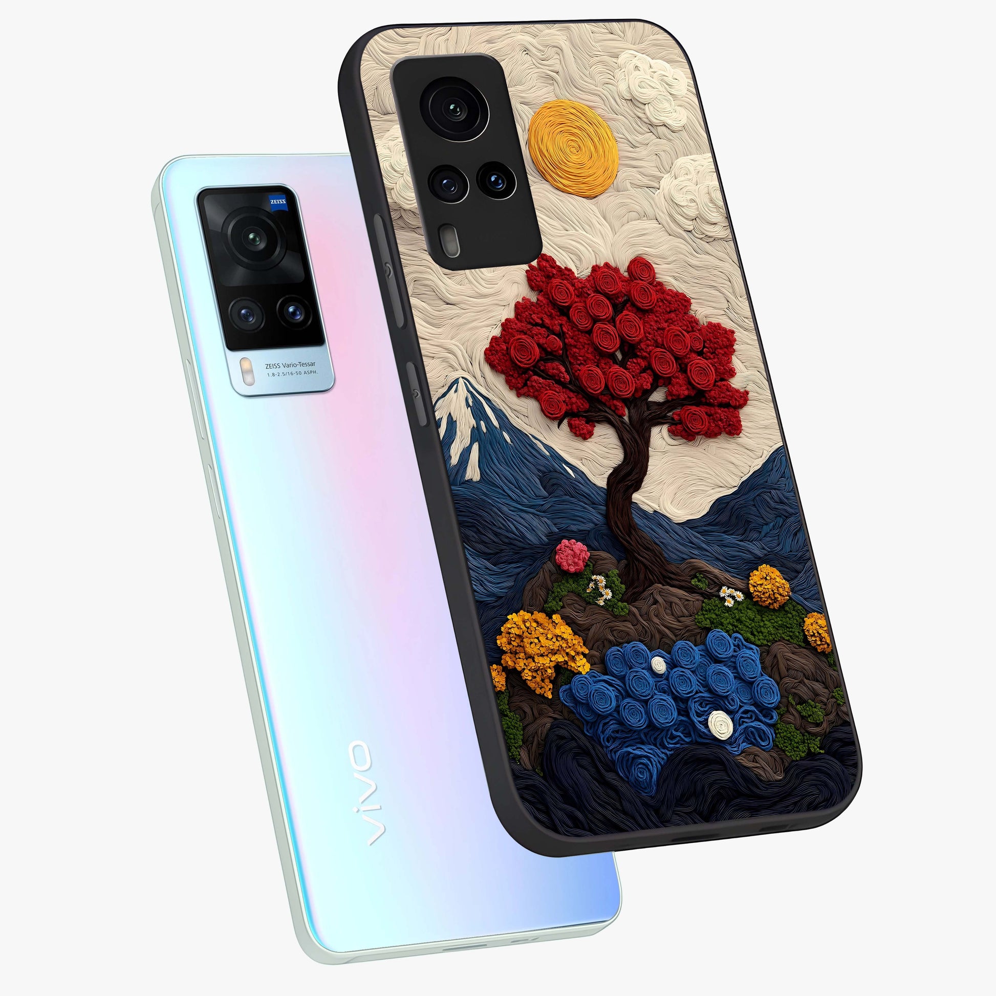 Eternal Nature Tapestry Glass Case displayed in angled mockup highlighting detailed botanical pattern with artistic aesthetic.