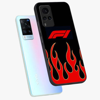 Fire F11 Glass Case displayed in angled mockup highlighting bold fire inspired graphic with energetic aesthetic style.