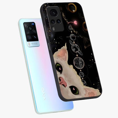 Galactic Cat Glass Case displayed in angled mockup highlighting celestial feline illustration with galaxy aesthetic style.
