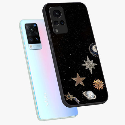 Galactic Charm Glow Glass Case displayed in angled mockup highlighting luminous galaxy inspired design with dreamy aesthetic.