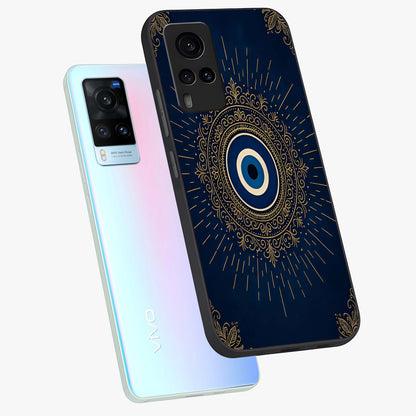 Golden Celestial Charm Glass Case displayed in angled mockup highlighting sparkling cosmic charm design with celestial aesthetic.