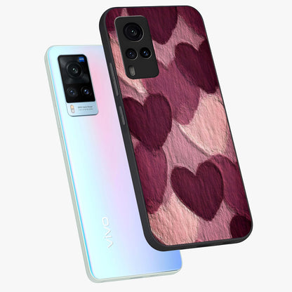 Layered Paper Hearts Glass Case displayed in angled mockup highlighting creative paper craft heart design with romantic aesthetic.