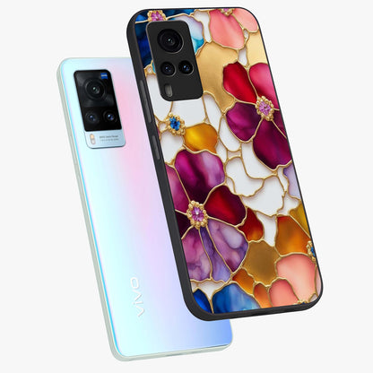 Marble Flower Pattern Glass Case displayed in angled mockup highlighting elegant marble floral design with modern aesthetic.