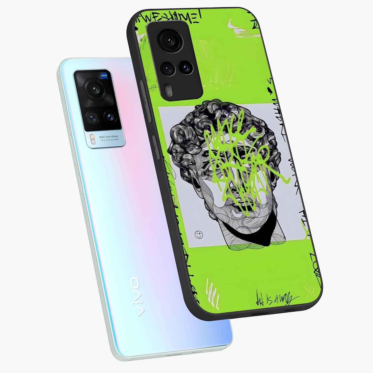 Neo Graffiti Rebellion Glass Case displayed in angled mockup highlighting urban street art design with rebellious aesthetic.