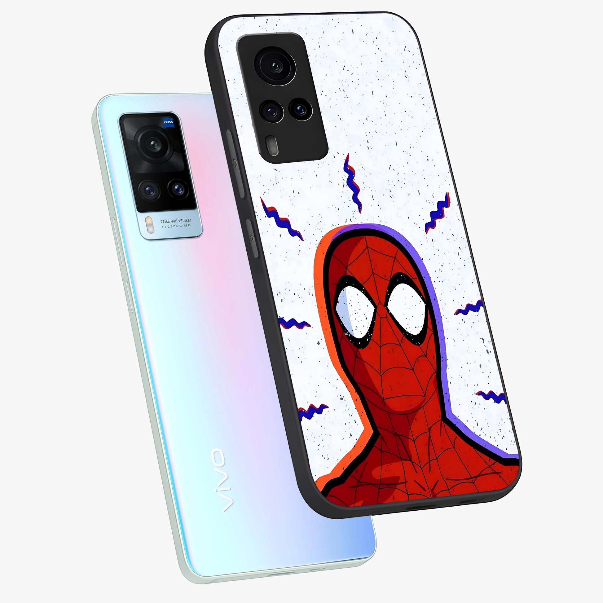 Omg Spiderman Glass Case displayed in angled mockup highlighting dynamic hero illustration with action comic aesthetic.