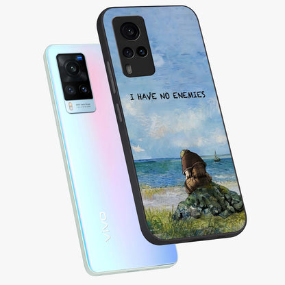 Peace Beyond War Glass Case displayed in angled mockup highlighting meaningful message design with artistic aesthetic style.
