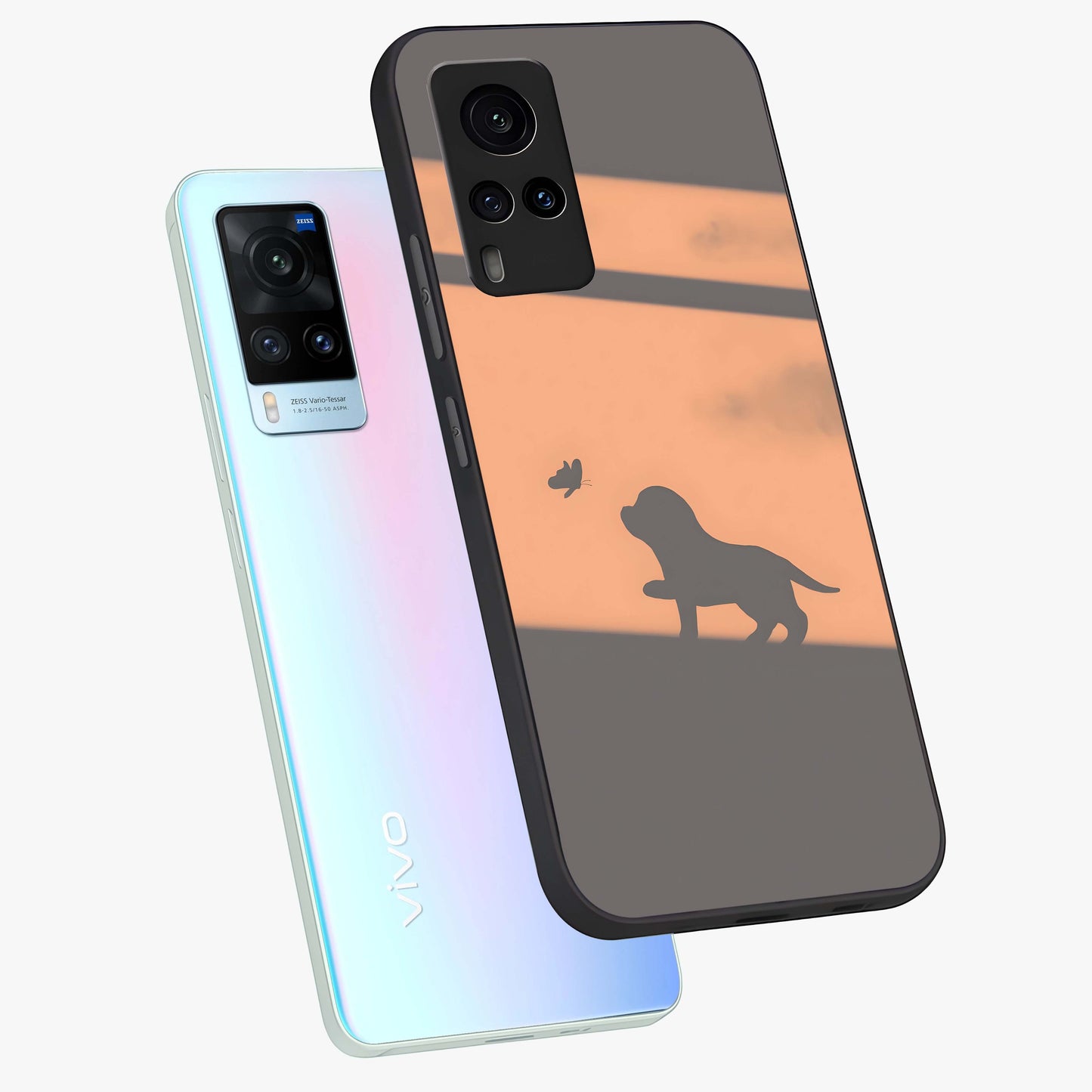 Puppy Shadow Art Glass Case displayed in angled mockup highlighting playful dog illustration with artistic shadow aesthetic.