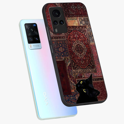 Regal Magic Cat Apple Glass Case displayed in angled mockup highlighting whimsical feline design with fantasy aesthetic.