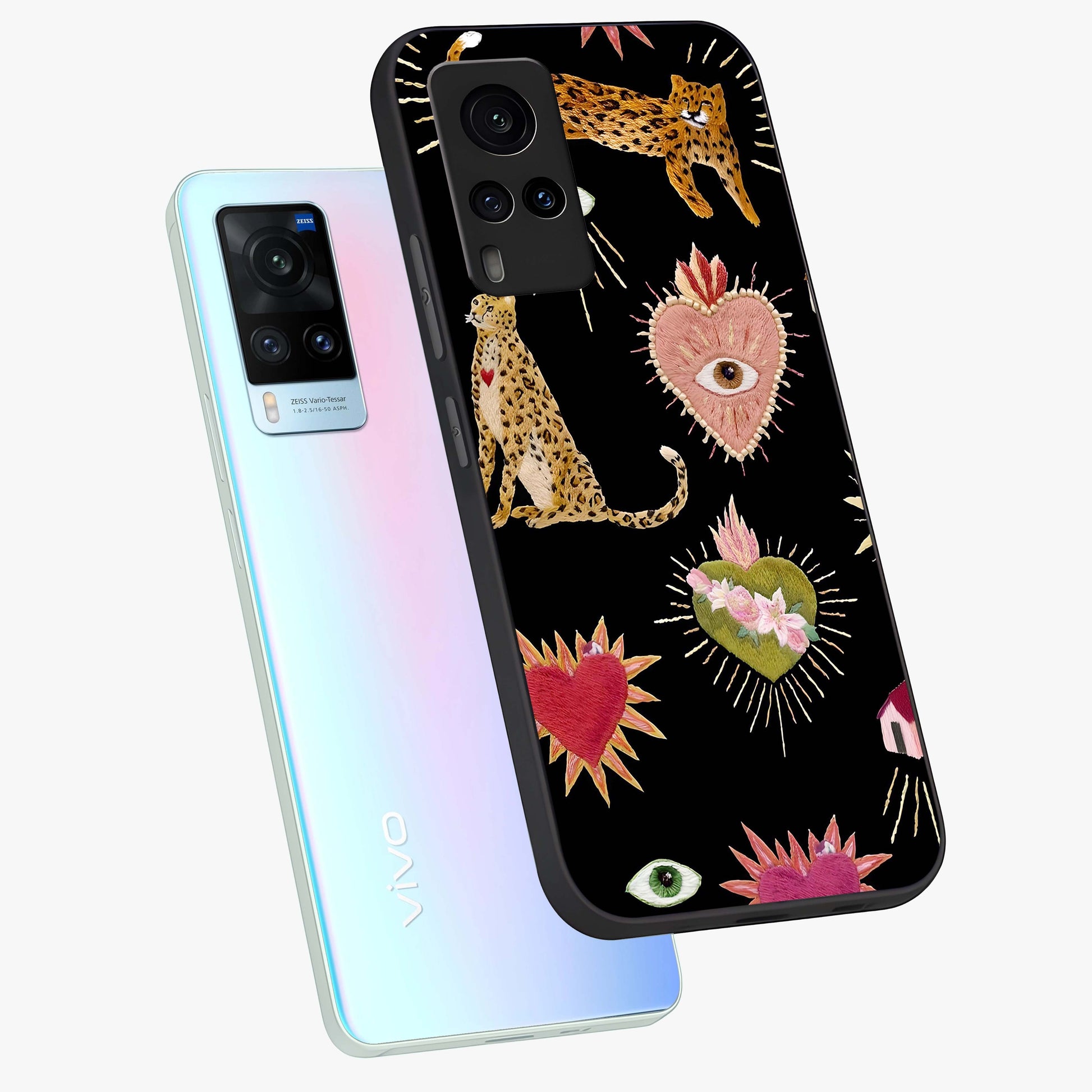 Sacred Jungle Heart Glass Case displayed in angled mockup highlighting lush tropical design with natural aesthetic style.