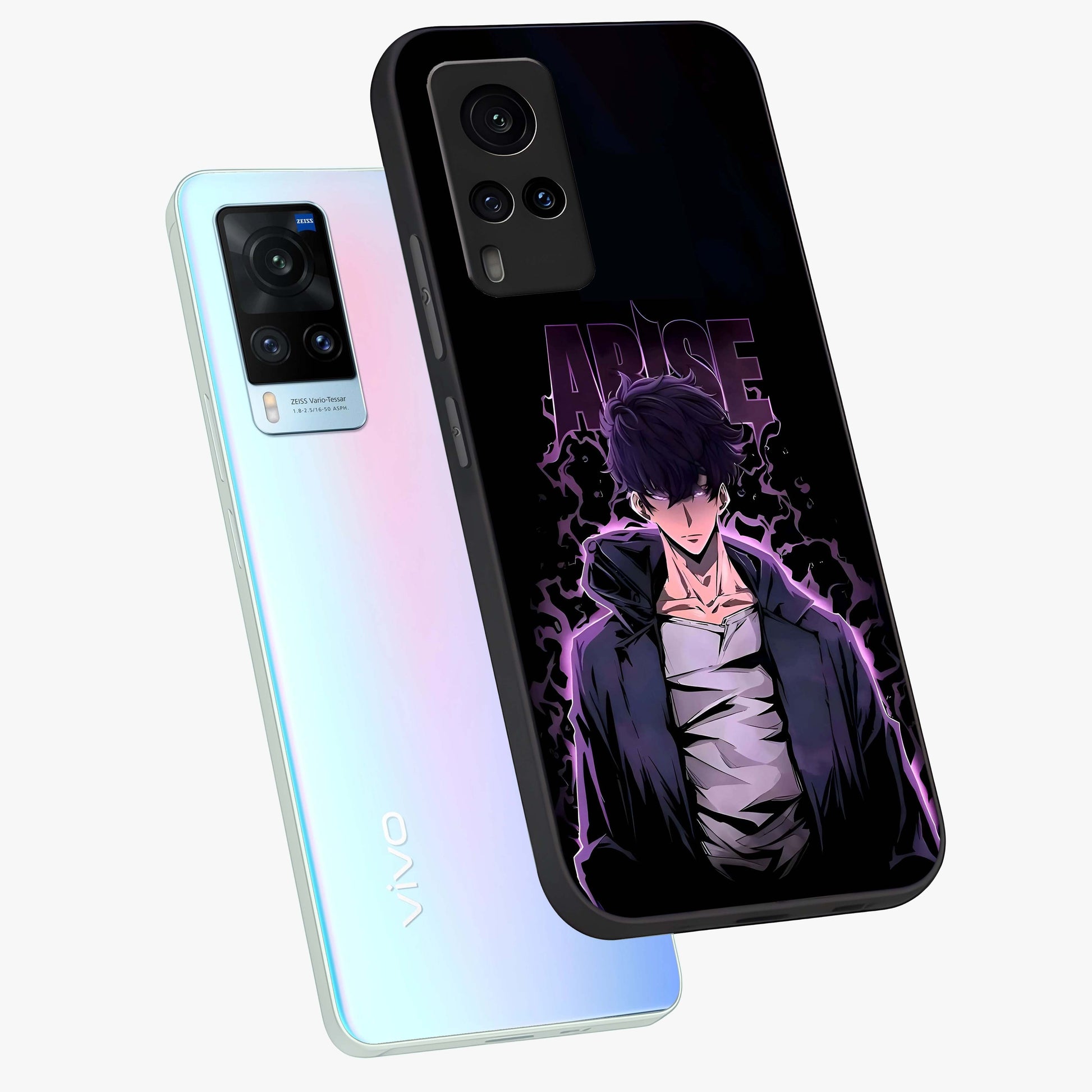 Shadow Monarch Awakening Glass Case displayed in angled mockup highlighting dramatic shadow warrior design with fantasy aesthetic.