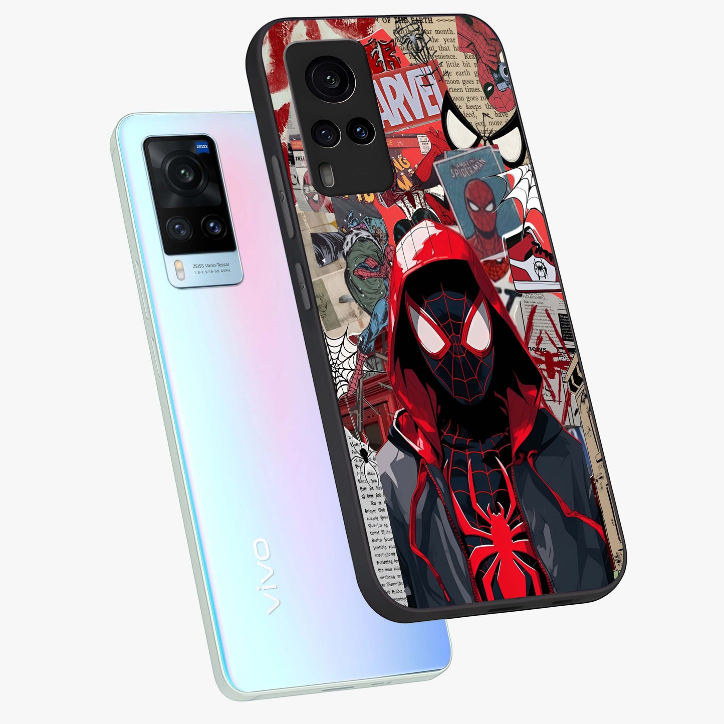 Spider Collage Street Glass Case displayed in angled mockup highlighting dynamic street style collage design with comic aesthetic.