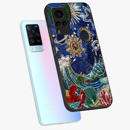Universe Underwater Spark Glass Case displayed in angled mockup highlighting glowing aquatic design with celestial aesthetic.