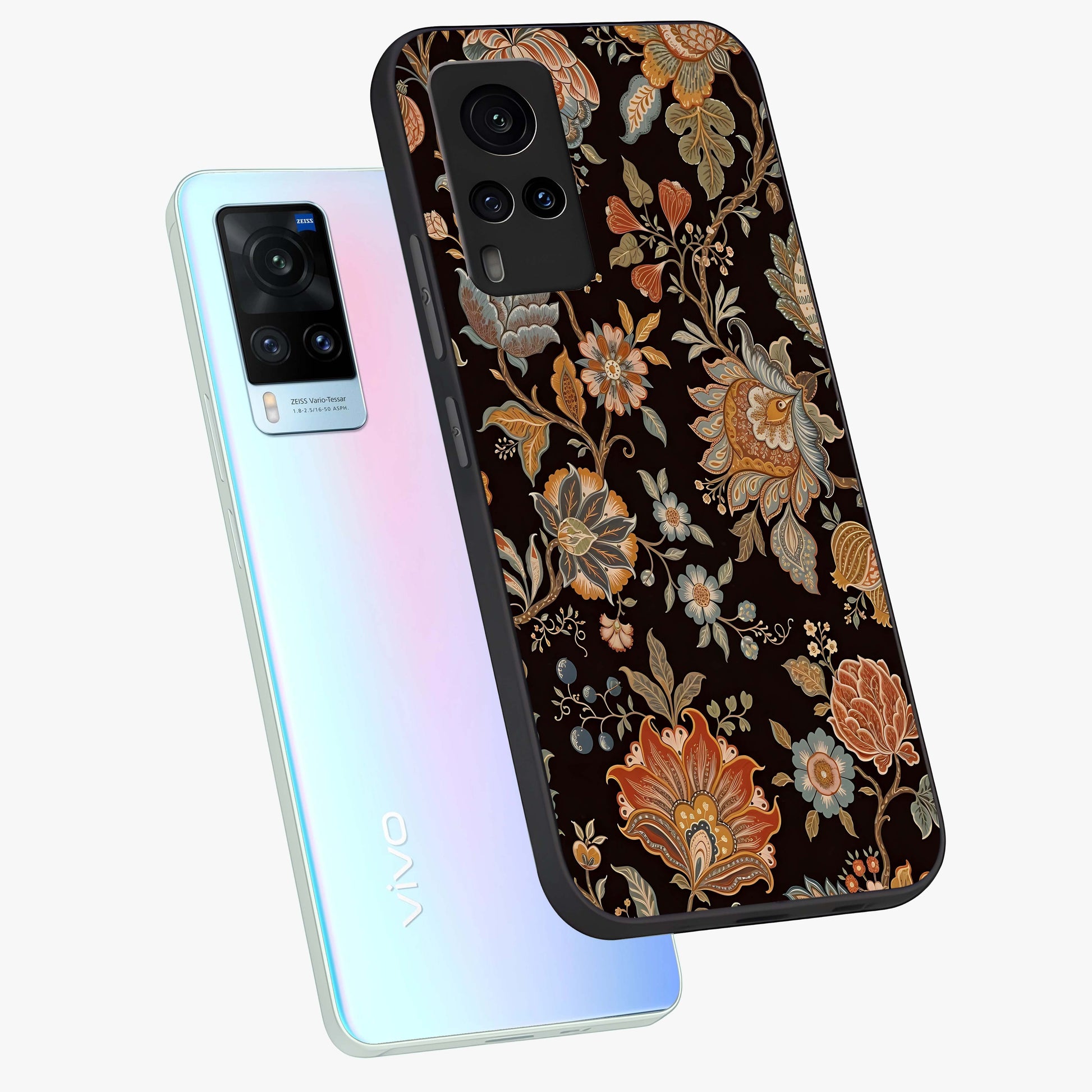 Vintage Floral Dream Glass Case displayed in angled mockup highlighting elegant vintage flower design with soft aesthetic style.