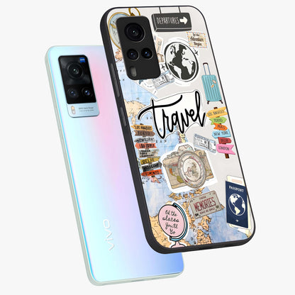 Wanderlust Journal Glass Case displayed in angled mockup highlighting adventure themed design with aesthetic travel vibe.