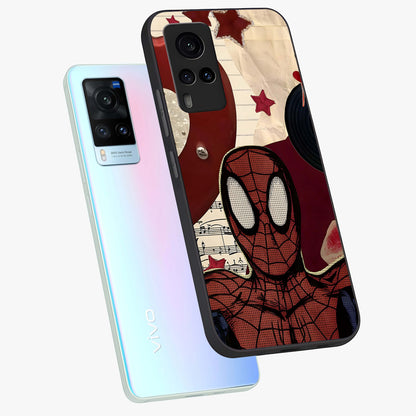 Web Warrior Vibes Glass Case displayed in angled mockup highlighting dynamic web design with comic style aesthetic.