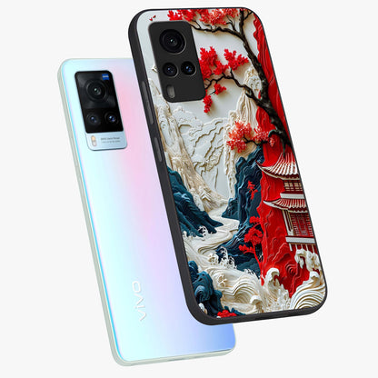 Whispers Of Sakura Waves Glass Case displayed in angled mockup highlighting flowing sakura design with soft floral aesthetic.