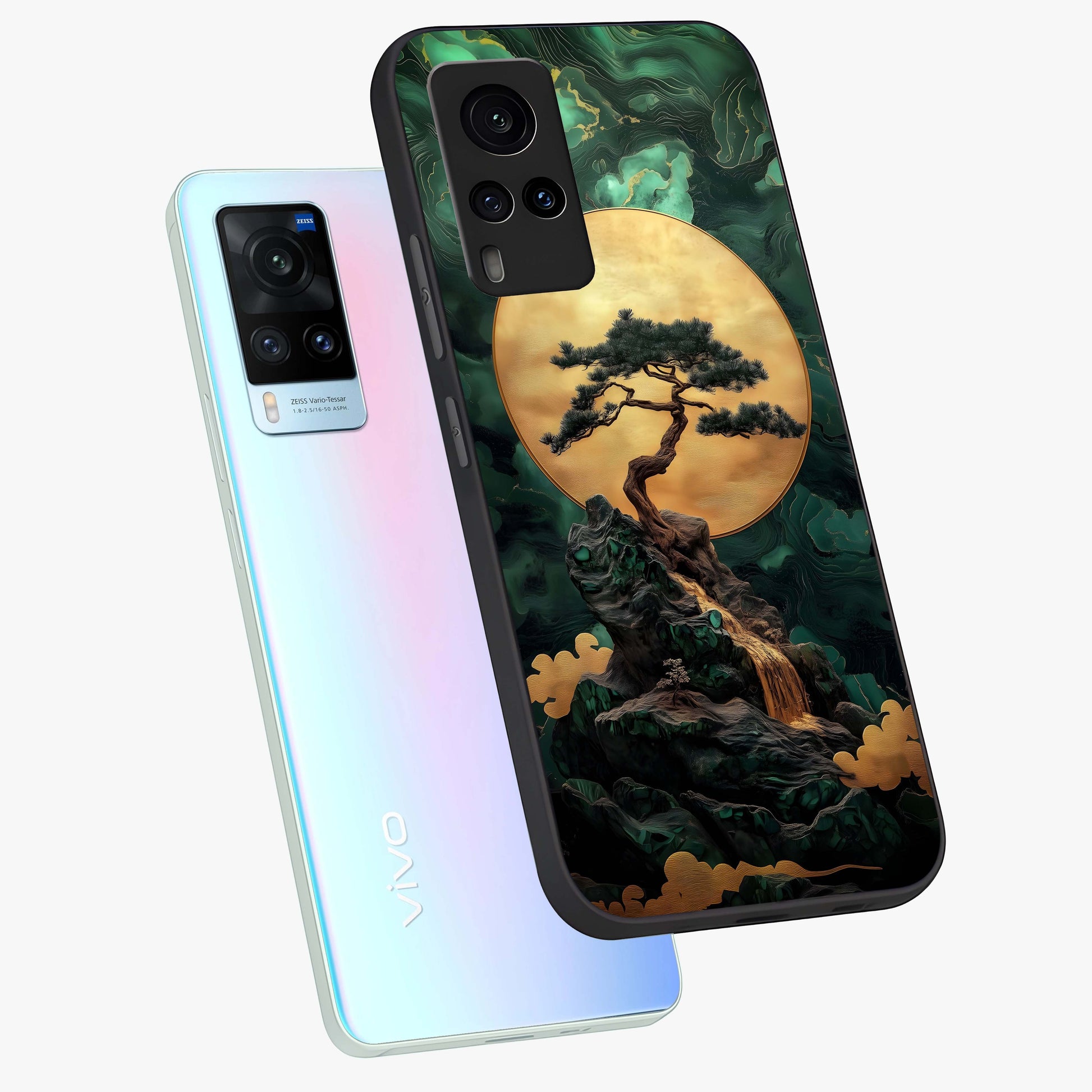 Zen Moon Rise Glass Case displayed in angled mockup highlighting peaceful lunar design with zen aesthetic style.