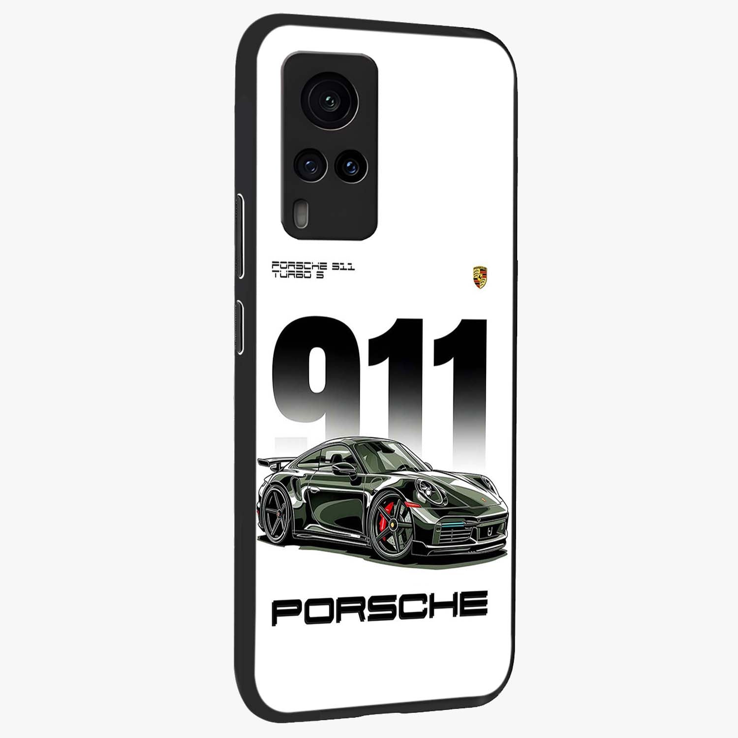 911 Turbo Dominance Glass Case upright perspective showcasing powerful racing design and modern automotive aesthetic.
