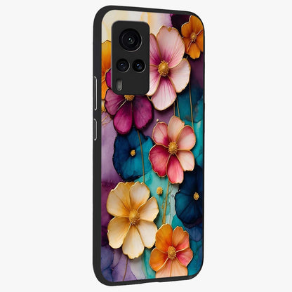 Artlyn Grace Flower Pattern Glass Case upright view showcasing graceful floral artwork with aesthetic botanical style.