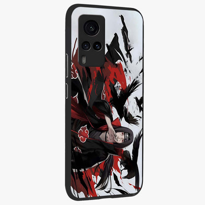 Crimson Crow Illusion Glass Case upright view showcasing striking crow illusion artwork with intense crimson theme.