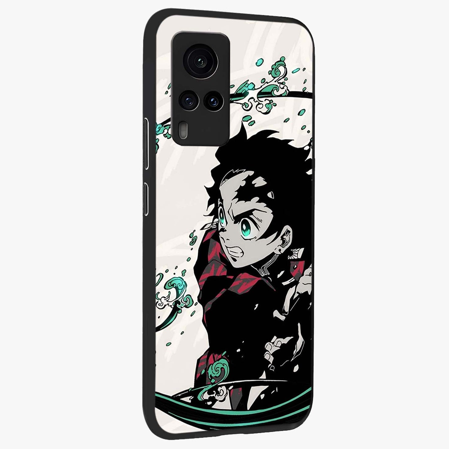 Demon Slayer Glass Case upright view showcasing powerful anime artwork with intense warrior theme.